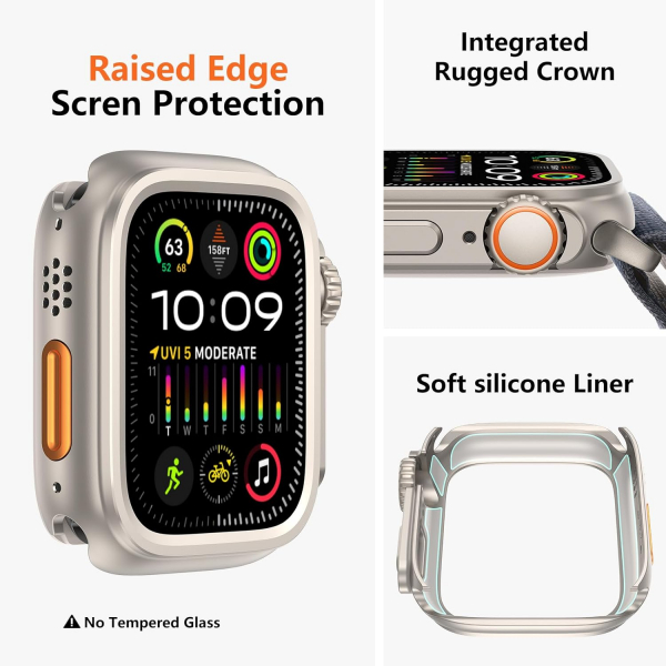 amBand Apple Watch Ultra 4 Bumper K�l�f-Natural Titanium 