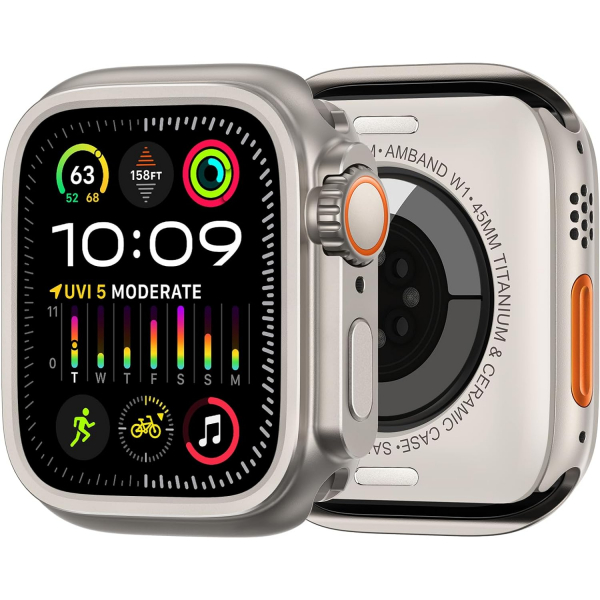 amBand Apple Watch Ultra 4 Bumper K�l�f-Natural Titanium 