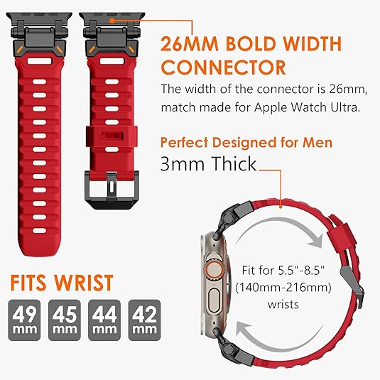 NewWays Apple Watch Ultra 4 �elik Kay��-Red