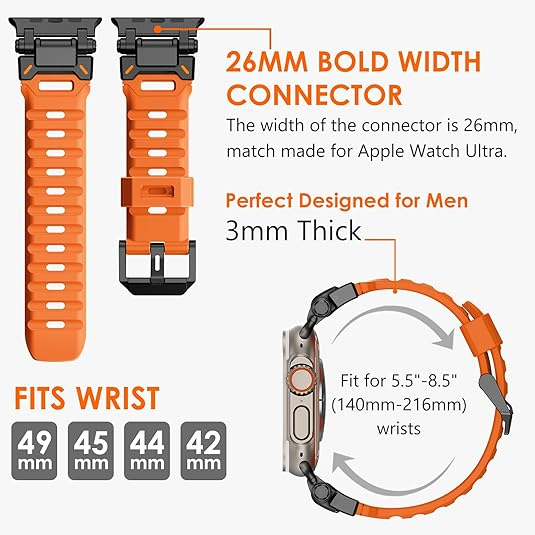 NewWays Apple Watch Ultra 4 �elik Kay��-Orange