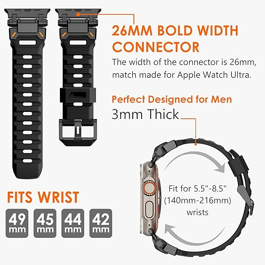 NewWays Apple Watch Ultra 4 �elik Kay��-Black