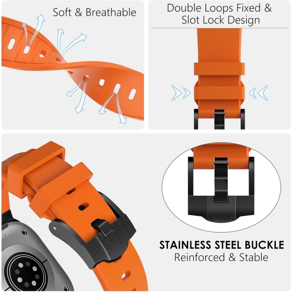 WINGLE Apple Watch Ultra 4 Silikon Kay��-Orange