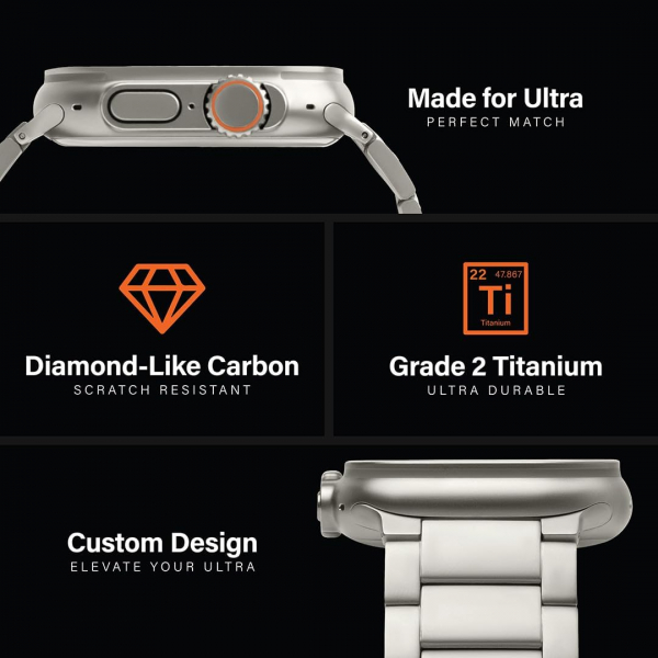 KORDIZ T01 Pro Max Apple Watch Series 12 Titanyum Kay��-Silver