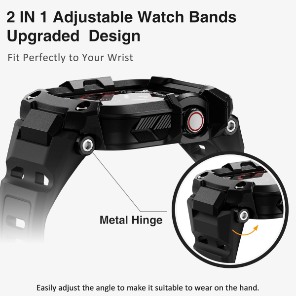 ULTIMAL Apple Watch Series 12 Kay�� ve K�l�f-Black Black 