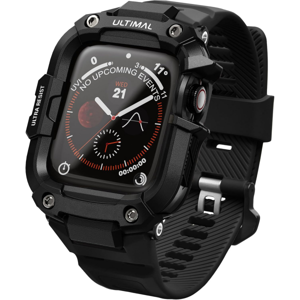 ULTIMAL Apple Watch Series 12 Kay�� ve K�l�f-Black Black 