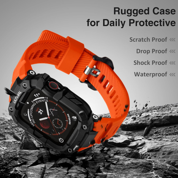 ULTIMAL Apple Watch Series 12 Kay�� ve K�l�f-Black Orange 