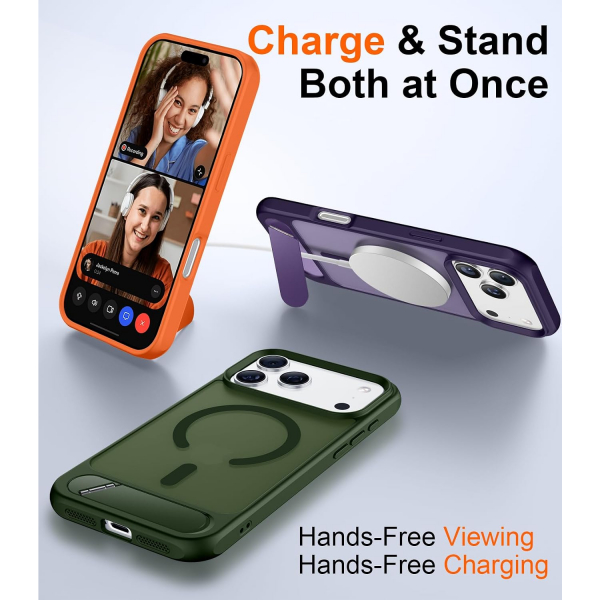 Temdan Manyetik iPhone 18 Pro Max Standl� K�l�f-Green