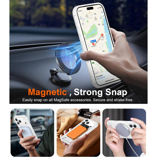 Temdan Manyetik iPhone 18 Pro Max Standl� K�l�f-White