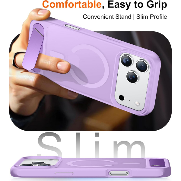 Temdan Manyetik iPhone 18 Pro Max Standl� K�l�f-Light Purple