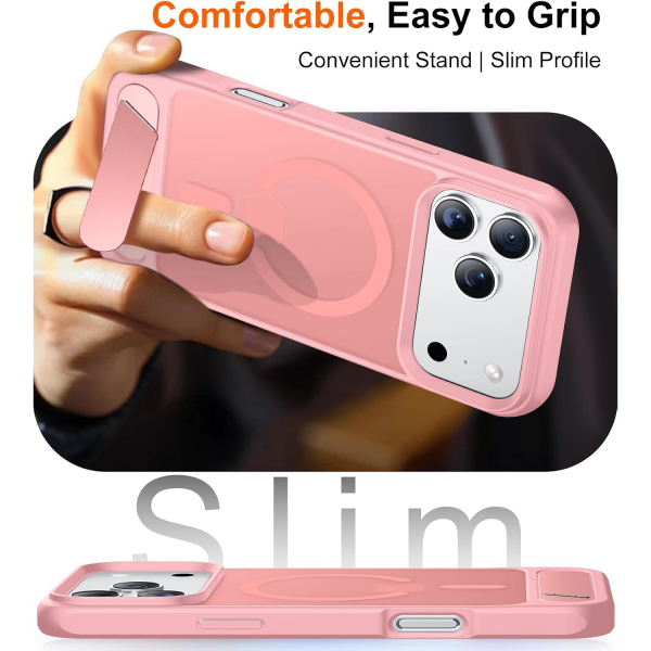 Temdan Manyetik iPhone 18 Pro Max Standl� K�l�f-Pink
