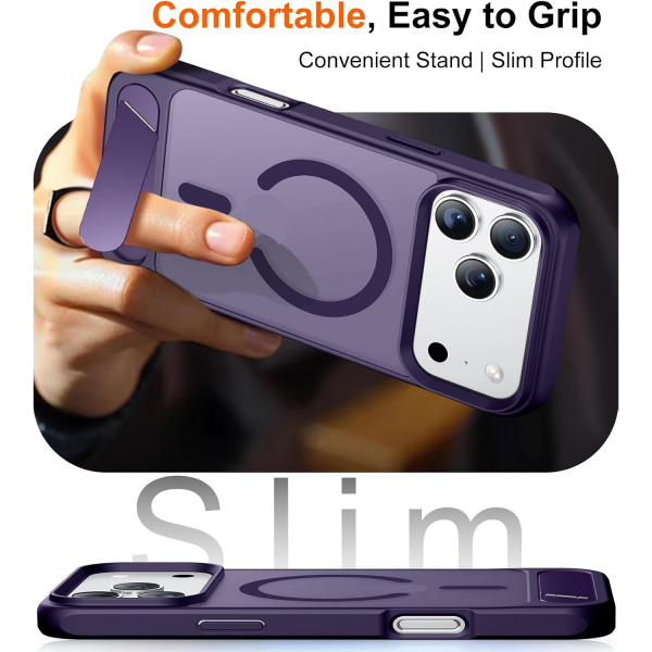 Temdan Manyetik iPhone 18 Pro Max Standl� K�l�f-Purple