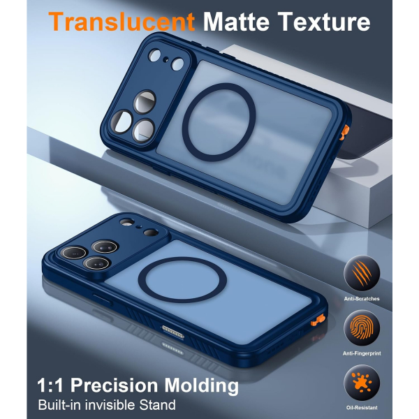 Temdan iPhone 18 Pro Su Ge�irmez Manyetik K�l�f-Blue