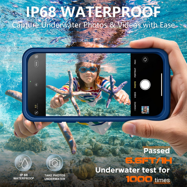 Temdan iPhone 18 Pro Su Ge�irmez Manyetik K�l�f-Blue