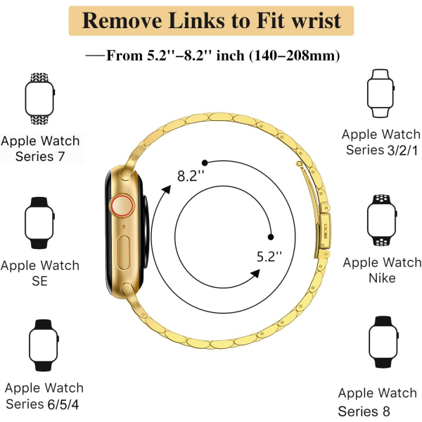 MioHHR Apple Watch Series 12 �elik Kay�� -Gold