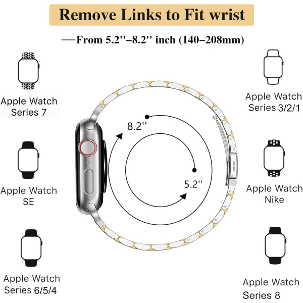 MioHHR Apple Watch Series 12 �elik Kay�� -Silver Gold