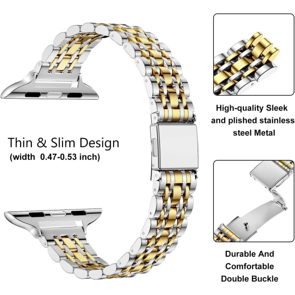 MioHHR Apple Watch Series 12 �elik Kay�� -Silver Gold