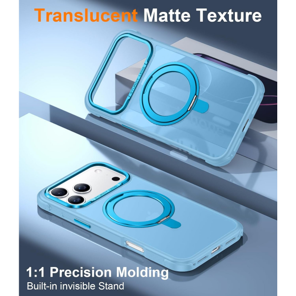 Temdan iPhone 18 Pro 360 Manyetik Standl� K�l�f-Blue