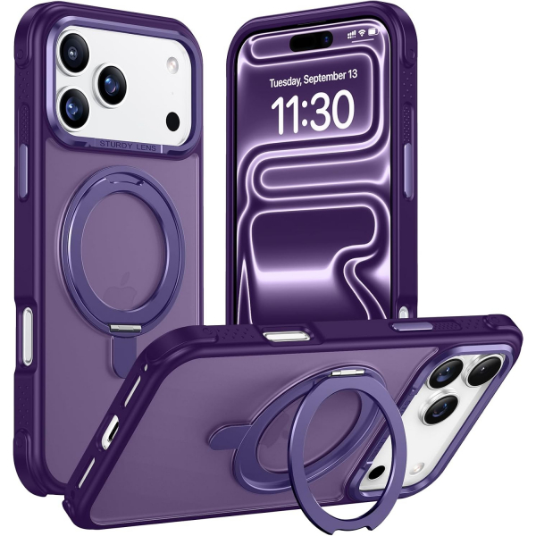 Temdan iPhone 18 Pro 360 Manyetik Standl� K�l�f-Purple