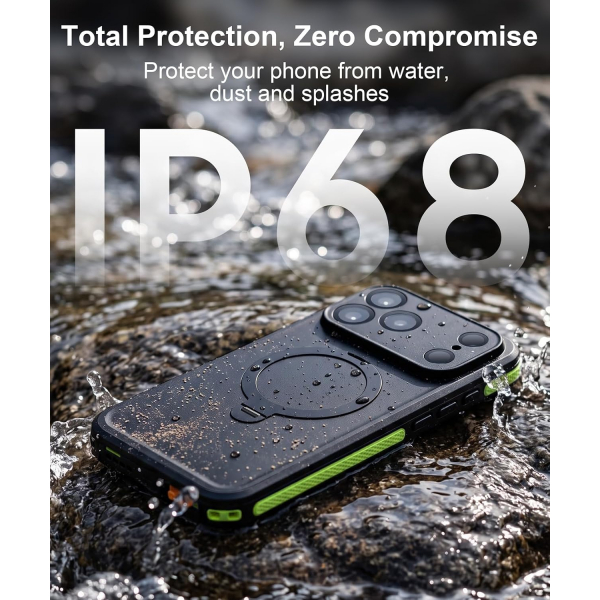 Temdan iPhone 18 Pro Su Ge�irmez Standl� K�l�f-Green