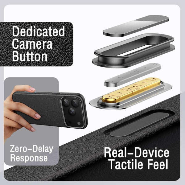 JETech iPhone 18 Pro Vegan Deri MagSafe K�l�f-Black