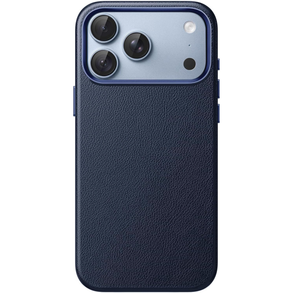 JETech iPhone 18 Pro Vegan Deri MagSafe K�l�f-Deep Blue