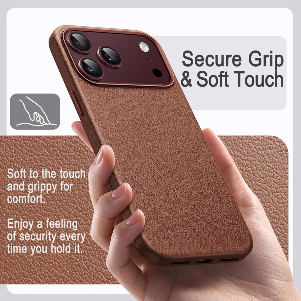 JETech iPhone 18 Pro Vegan Deri MagSafe K�l�f-Deep Brown