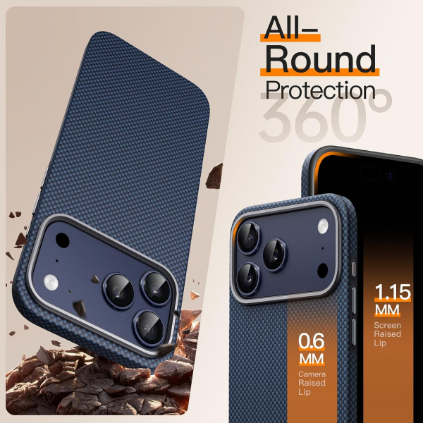JETech Aramid iPhone 18 Pro �nce MagSafe K�l�f-Dark Blue