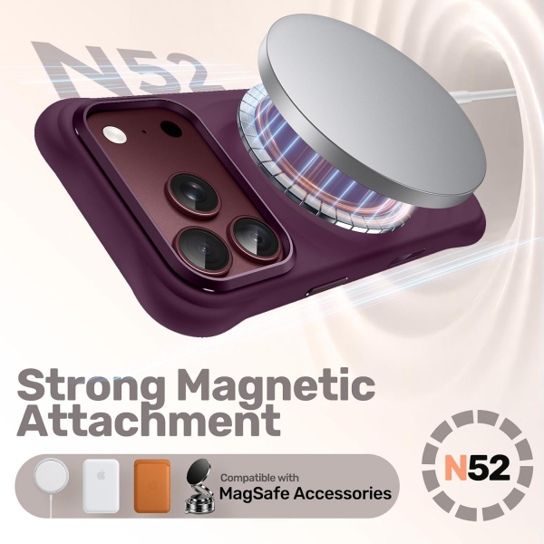 JETech iPhone 18 Pro Manyetik Silikon K�l�f-Dark Cherry