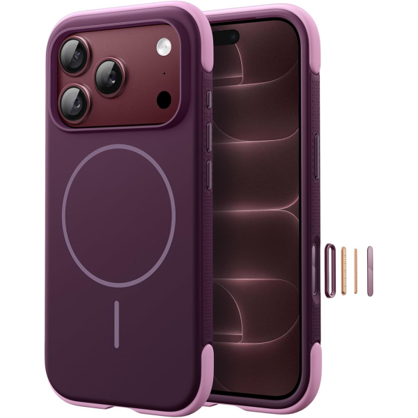 JETech iPhone 18 Pro Manyetik Silikon K�l�f-Dark Cherry