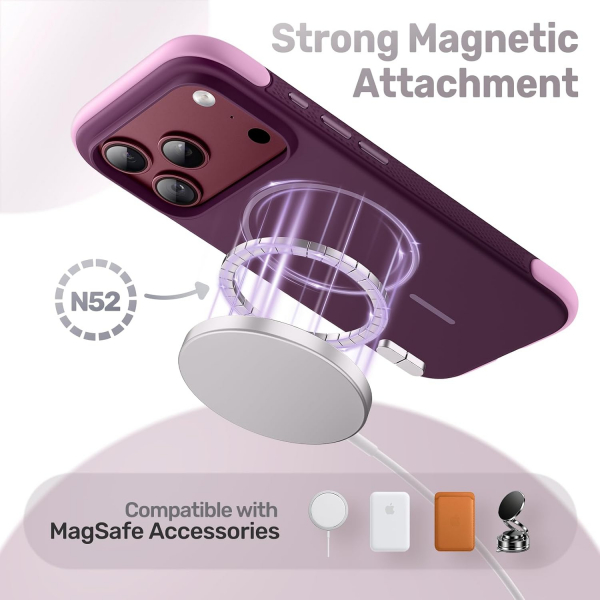 JETech iPhone 18 Pro Manyetik Silikon K�l�f-Dark Cherry
