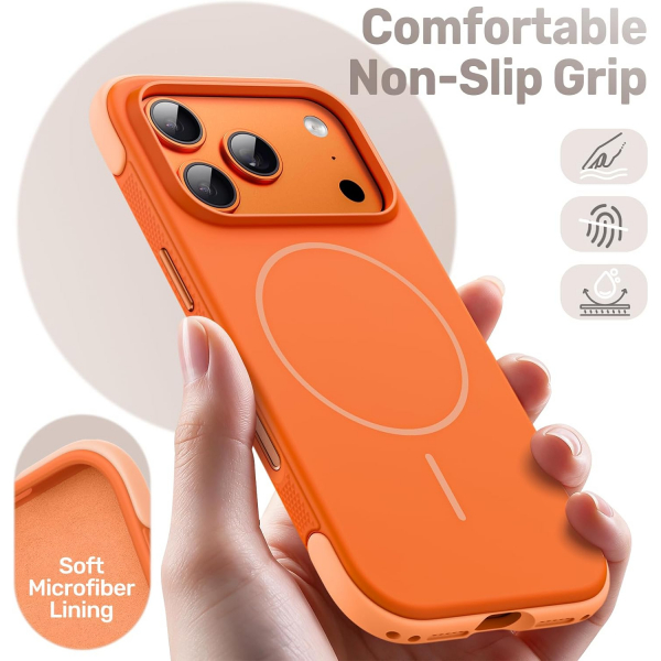 JETech iPhone 18 Pro Manyetik Silikon K�l�f-Orange