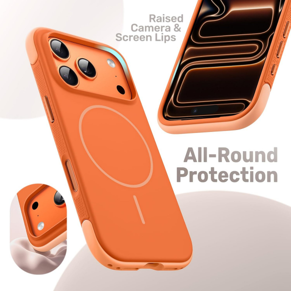 JETech iPhone 18 Pro Manyetik Silikon K�l�f-Orange
