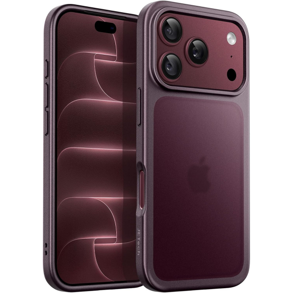 JETech iPhone 18 Pro Mat K�l�f-Dark Cherry