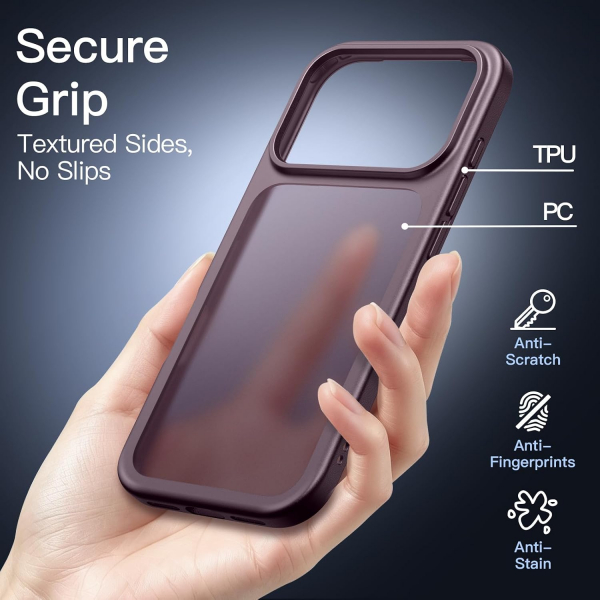 JETech iPhone 18 Pro Mat K�l�f-Dark Cherry