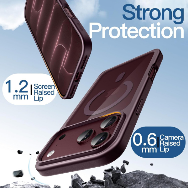 JETech iPhone 18 Pro Manyetik �effaf K�l�f-Dark Cherry