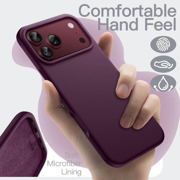 JETech iPhone 18 Pro Silikon K�l�f-Dark Cherry