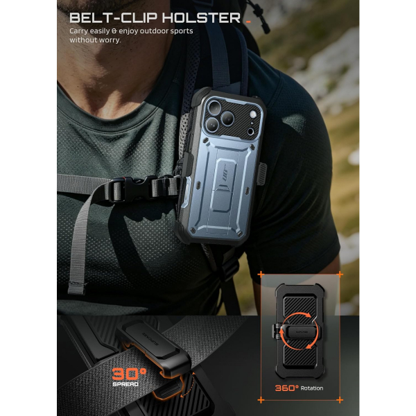 SUPCASE UB Pro iPhone 18 Pro Kemer Klipsi K�l�f-Glacier Blue