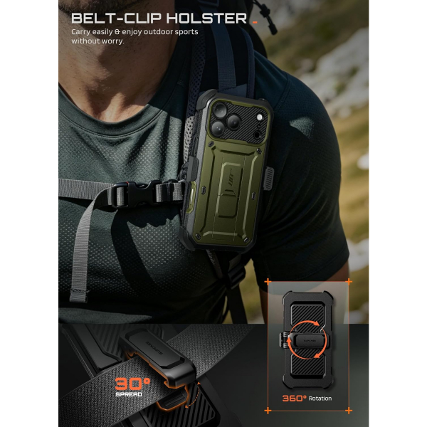 SUPCASE UB Pro iPhone 18 Pro Kemer Klipsi K�l�f-Guldan