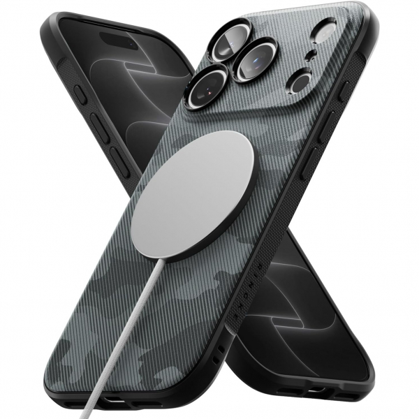 Rin Gke Onyx iPhone 18 Pro Manyetik K�l�f-Camo Black