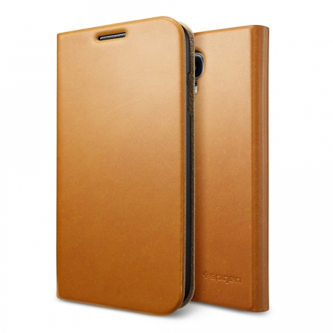 Spigen  Samsung Galaxy S4 Leather Case Slim Wallet S-Brown