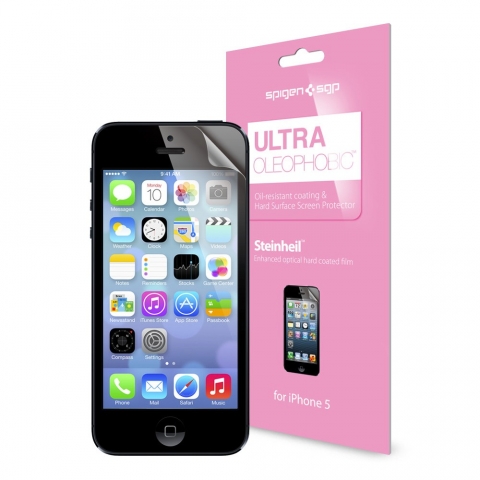 Spigen iPhone 5 / 5S Screen Protector Steinheil Ekran Koruyucu-Ultra Oleophobic