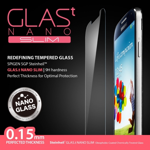 Spigen Galaxy S4 GLAS.t NANO SLIM Premium Tempered Glass - Cam