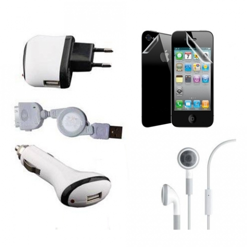 iPhone 2G, 3G, 3GS, 4G, 4GS ve iPod Nano Touch Classic Uyumlu arj Kiti