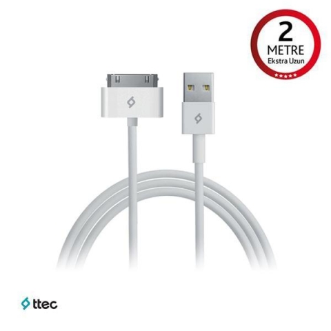 Ttec Data Kablosu (Extra Uzun)iPhone 4/4S Beyaz