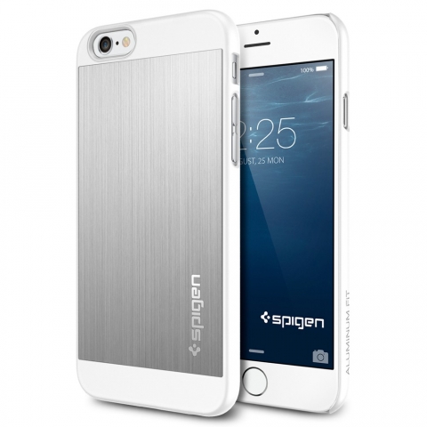 Spigen iPhone 6/6S Case Aluminum Fit (4.7) Klf Kasa-Satin Silver