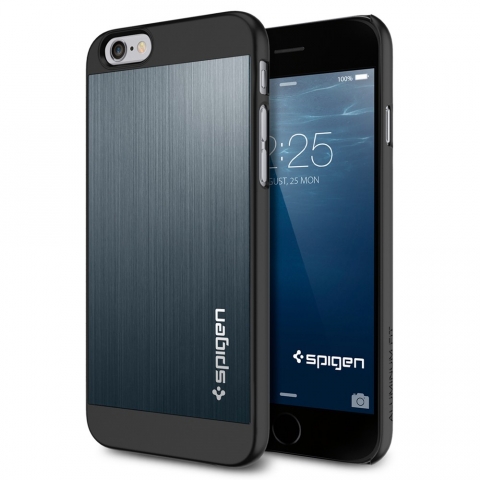 Spigen iPhone 6/6S Case Aluminum Fit (4.7) Klf Kasa-Metal Slate