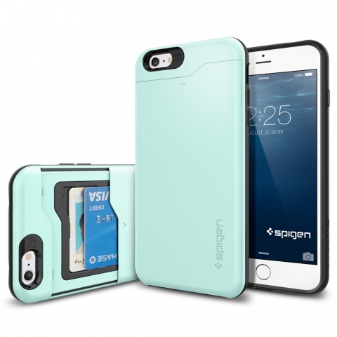 Spigen iPhone 6 Plus Case Slim Armor CS Kartvizitlik Klf Kapak-Mint