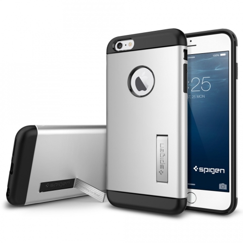 Spigen iPhone 6 Plus Case Slim Armor Stand Klf-Satin Silver