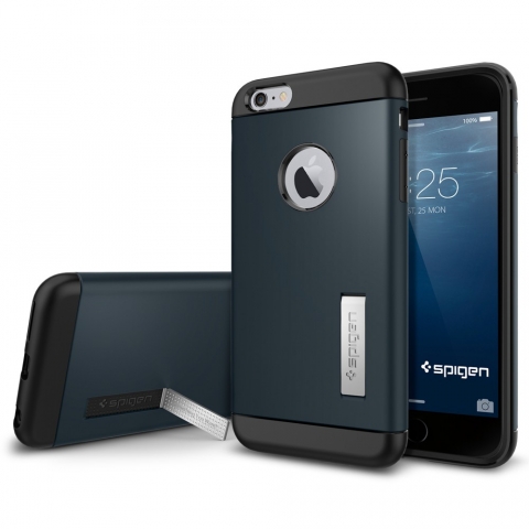 Spigen iPhone 6 Plus Case Slim Armor Stand Klf-Metal Slate