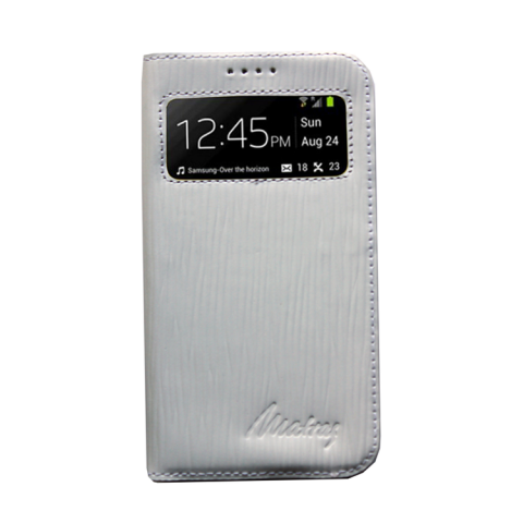 Matra Samsung Galaxy S4 View Flip Deri Klf-Yol Beyaz